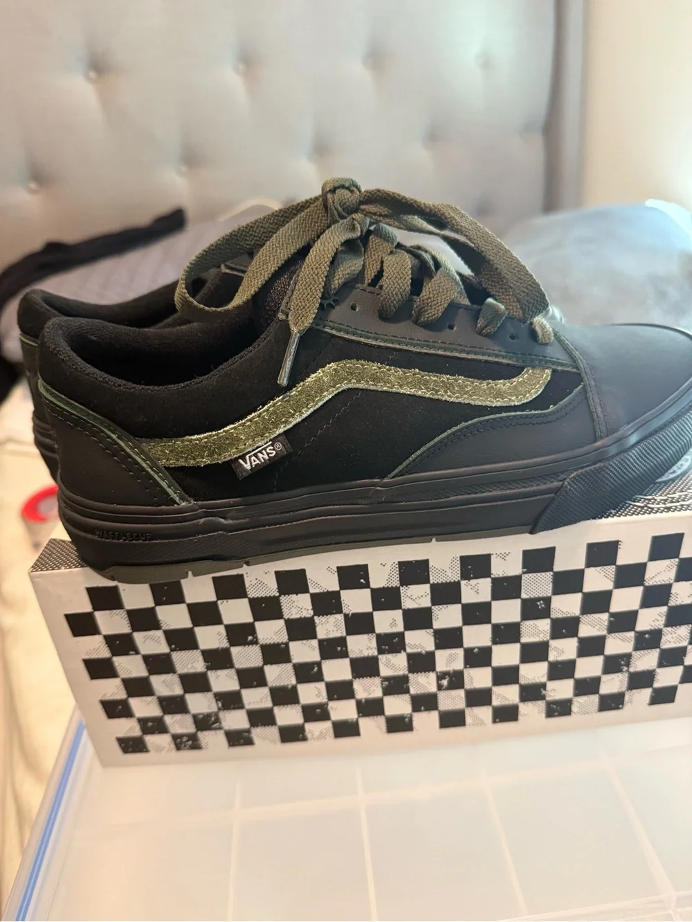 Vans Old Skool Black with Olive Green Stripe Sneakers